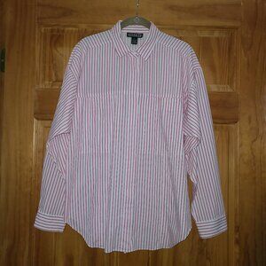 Sultra White with Pink Stripes Long Sleeve Button Down Shirt
